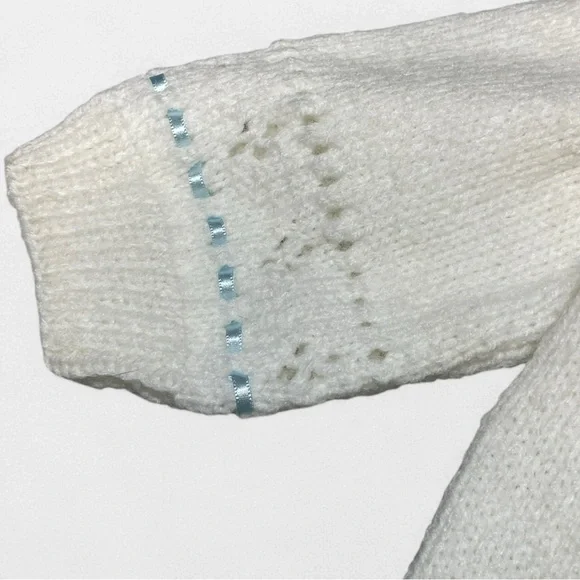 Vintage Handmade‎ Classic Knitted Infant Matinee Coat Bonnet Booties Set - Picture 5 of 7